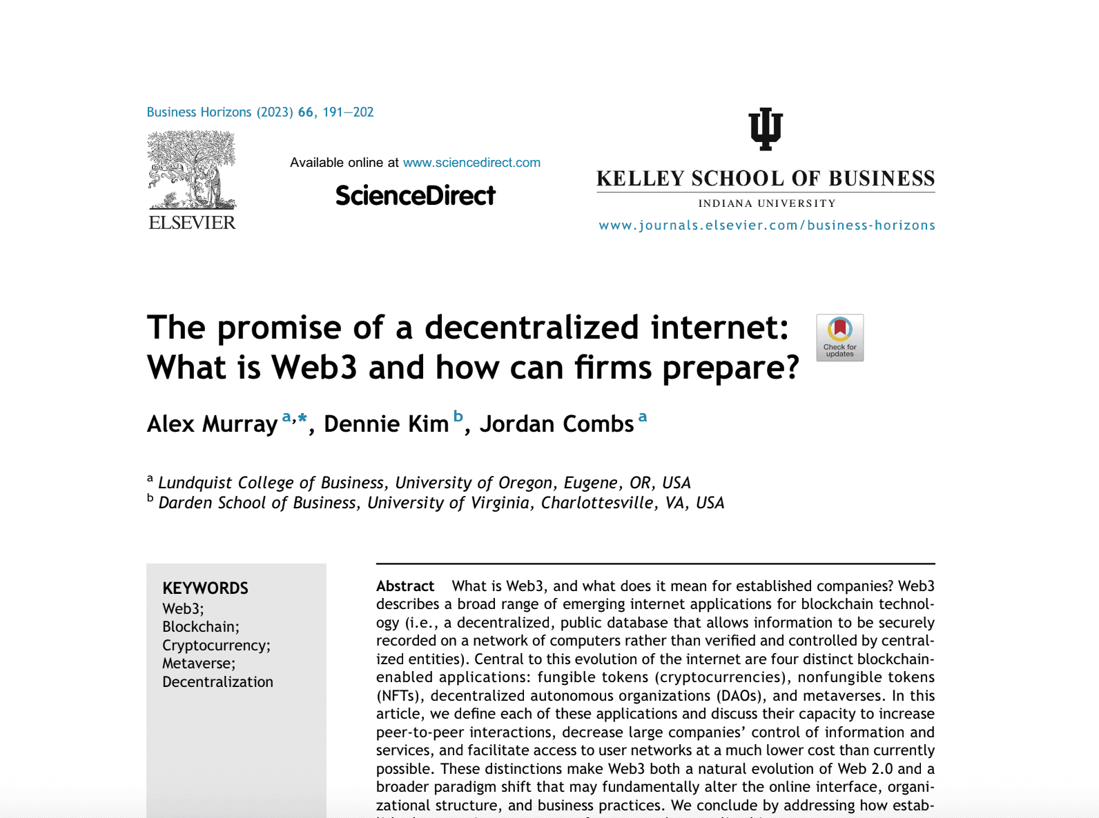 Cover page of "The promise of a decentralized internet: What is Web3 and how can firms prepare?"